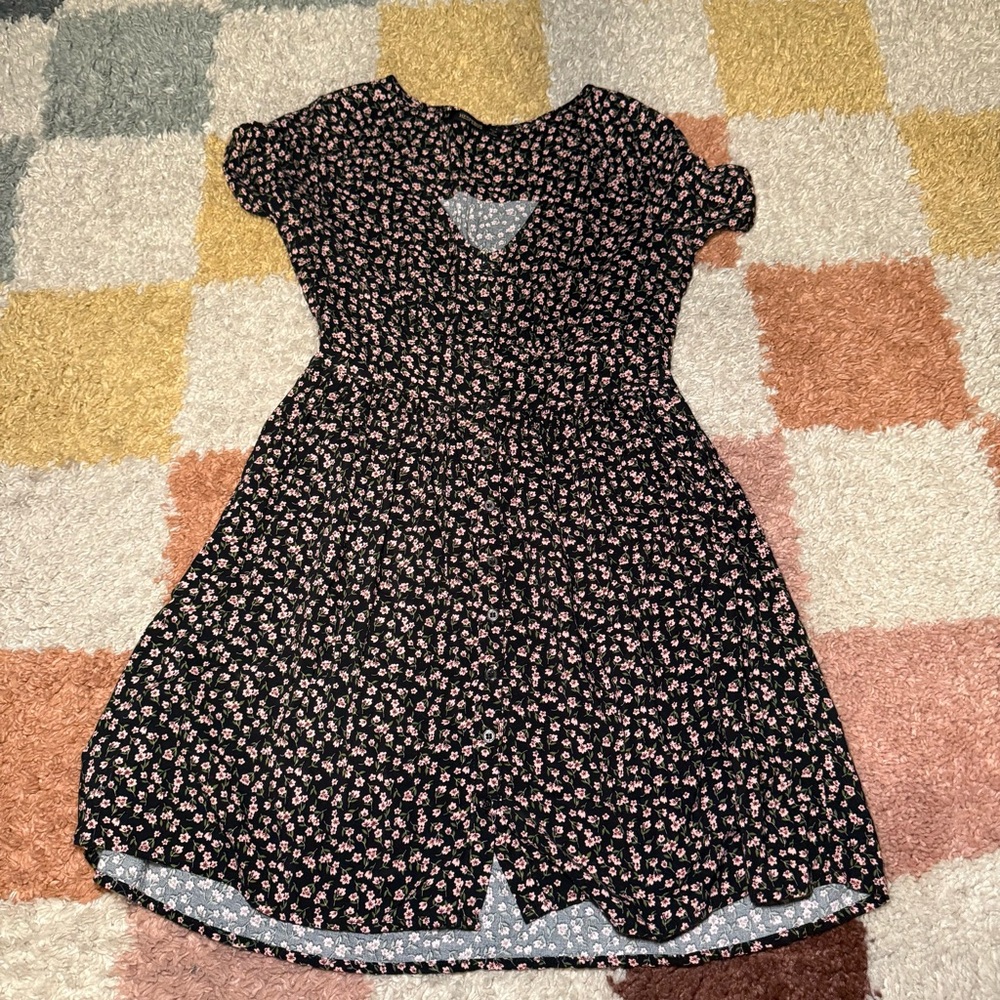 Floral Black and Pink Dress